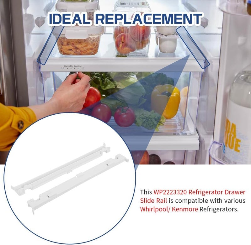 KOZHOM [Upgraded] WP2223320 Refrigerator Drawer Slide Rail fit for Whirlpool/Kenmore Refrigerators, Replace 2223320, 1016208, AH869557, EA869557, PS869557, 2 Pcs - Image 2